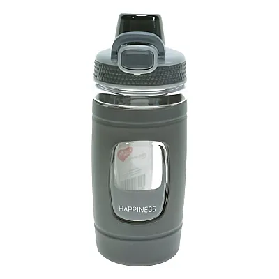 בקבוק עם ידית וכיסוי סיליקון 500 מ״ל - שחור