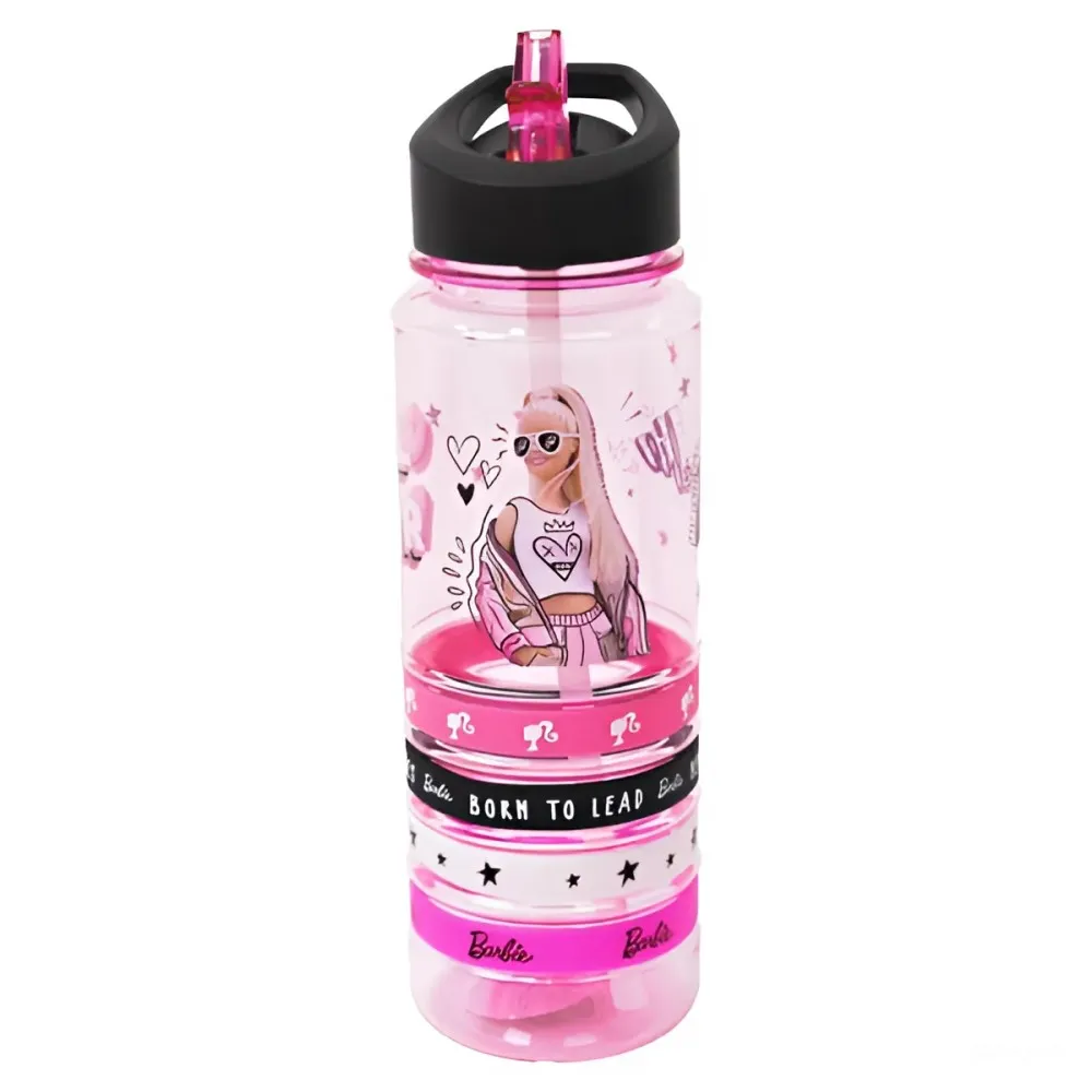 בקבוק טריטן עם צמידים 700 מ״ל - ברבי שחור ורוד