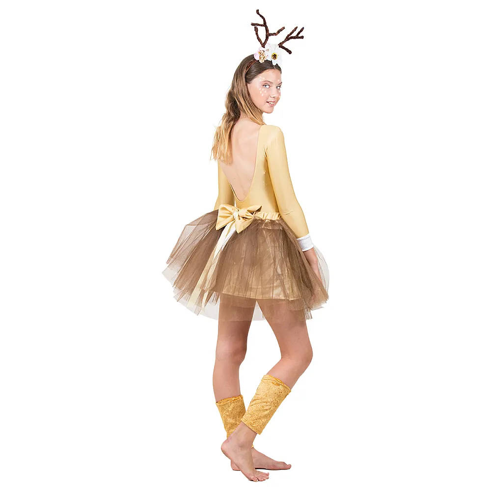 תחפושת איילה פרחים חום לבן ילדות