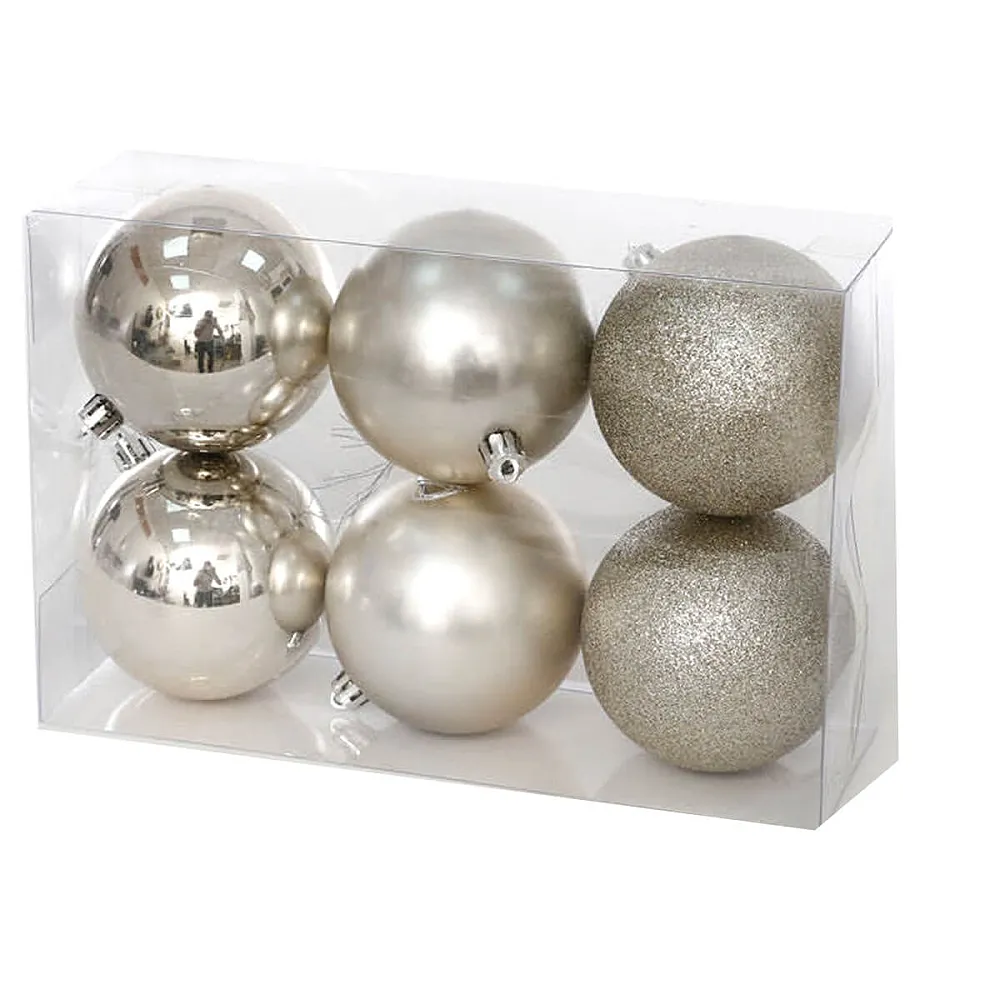 סט 6 כדורים יוקרתיים לעץ אשוח במבחר צבעים 8 סמ