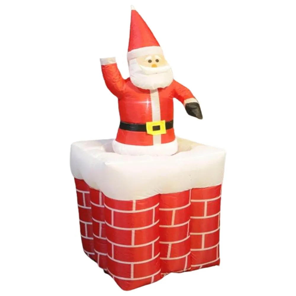 בובת סנטה על גדר לבנים מתנפח