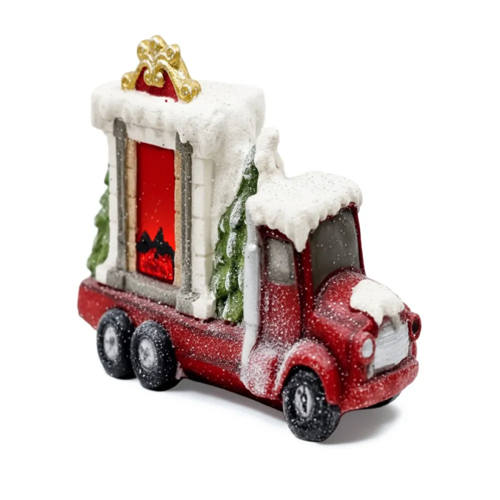 פסל אח על משאית Guliano קרמיקה + לדים (59X22X37 ס"מ)