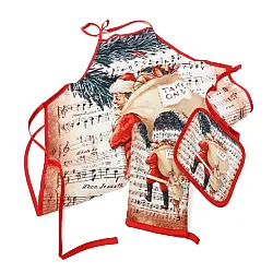 3 חלקים למטבח סינר+כפפה+תחתית לסיר