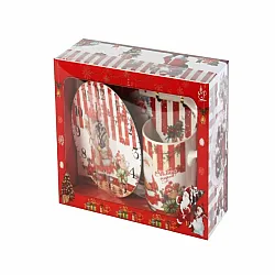 מאג וכפית פורצלן + שעון באריזת מתנה