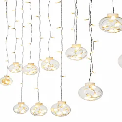 וילון כדורי זכוכית 24 שריגים תאורה חמה 216LED כבל מוביל 5 מטר cm cm (460X100 ס"מ)