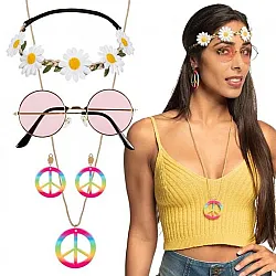 סט היפית שרשרת, עגילים וסרט לראש