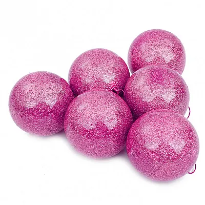 כדורים בצבע פוקסיה לעץ אשוח 6 סמ