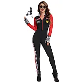 תחפושת אוברול נהגת מרוצים שחור אדום