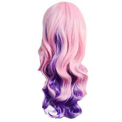 פאה גלית עם פוני בצבעי ורוד סגול