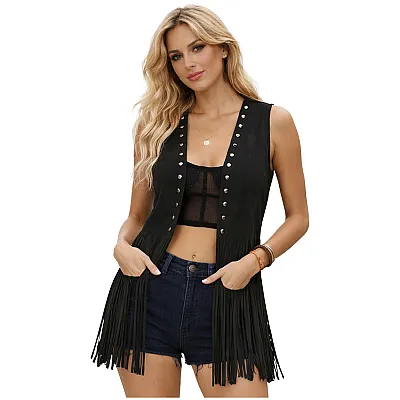 ג׳קט פראנזים שחור עם ניטים