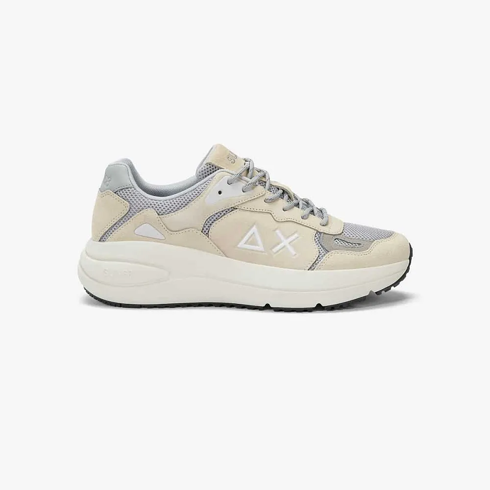 נעלי סניקרס לגבר SUN68 JUPITER SUEDE BIANCO PANNA