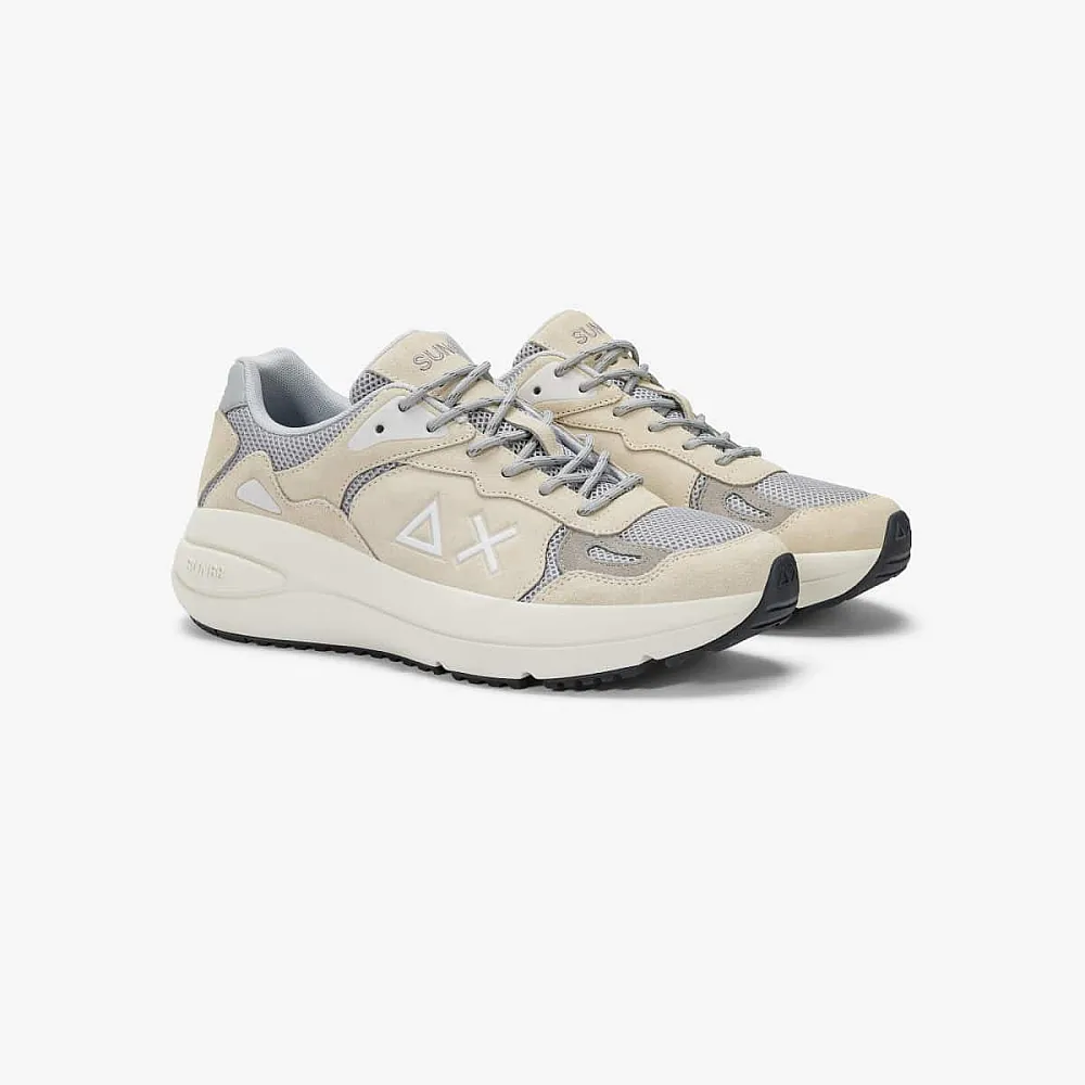 נעלי סניקרס לגבר SUN68 JUPITER SUEDE BIANCO PANNA