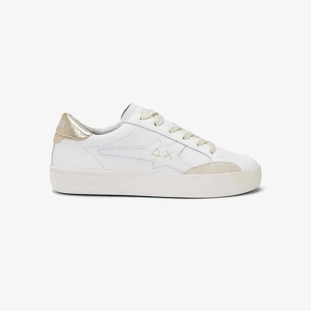 נעלי סניקרס לגבר SUN68 KATY LEATHER WHITE/GOLD