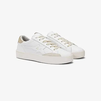 נעלי סניקרס לגבר SUN68 KATY LEATHER WHITE/GOLD