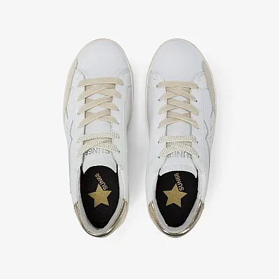 נעלי סניקרס לגבר SUN68 KATY LEATHER WHITE/GOLD