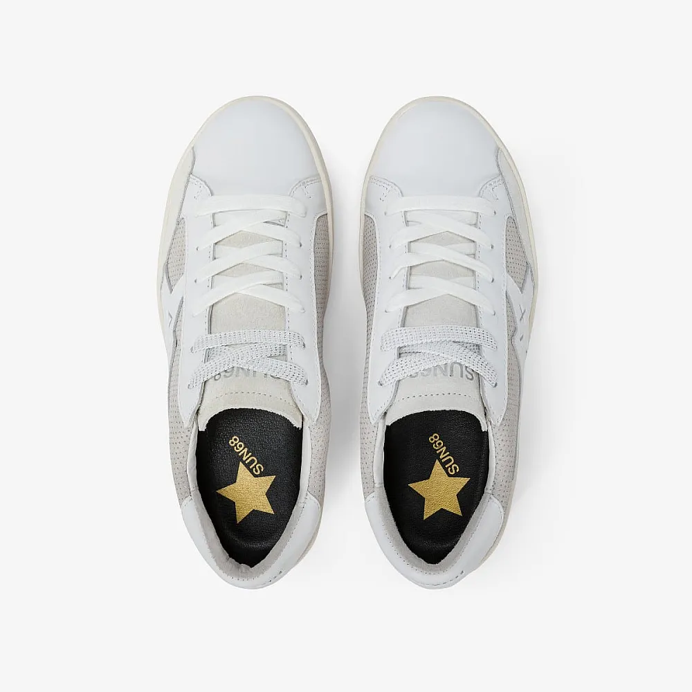 נעלי סניקרס לאישה SUN68 KATY LEATHER BIANCO/ARGENTO