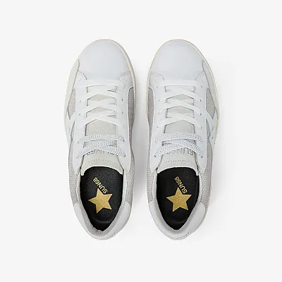 נעלי סניקרס לאישה SUN68 KATY LEATHER BIANCO/ARGENTO