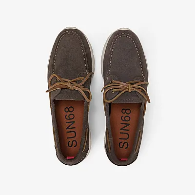 מוקסינים לגבר SUN68 TOM BARCA SUEDE- BROWN