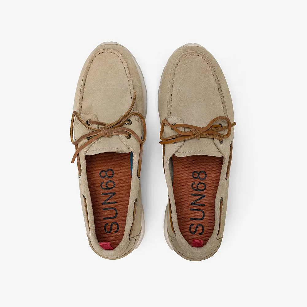 מוקסינים לגבר SUN68 TOM BARCA SUEDE- BEIGE
