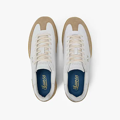נעלי סניקרס לגבר SUN68 CALIFORNIA SUN LEATHER- WHITE/BEIGE