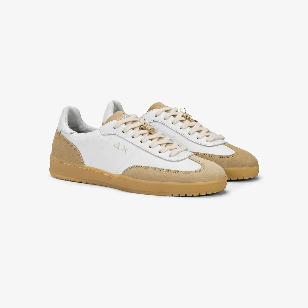 נעלי סניקרס לאישה SUN68 CALIFORNIA LEATHER- WHITE / BEIGE