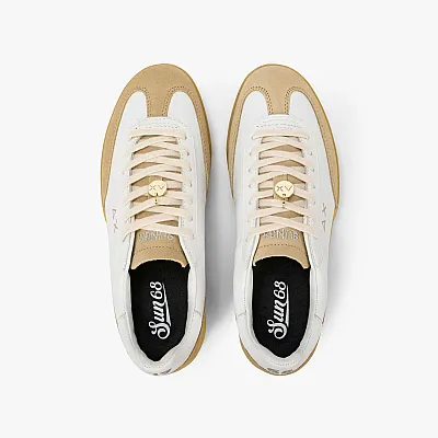 נעלי סניקרס לאישה SUN68 CALIFORNIA LEATHER- WHITE / BEIGE