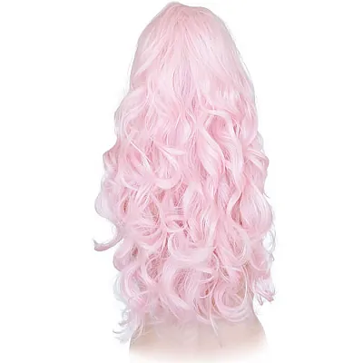 פאה גלית עם פוני בצבע ורוד פסטל