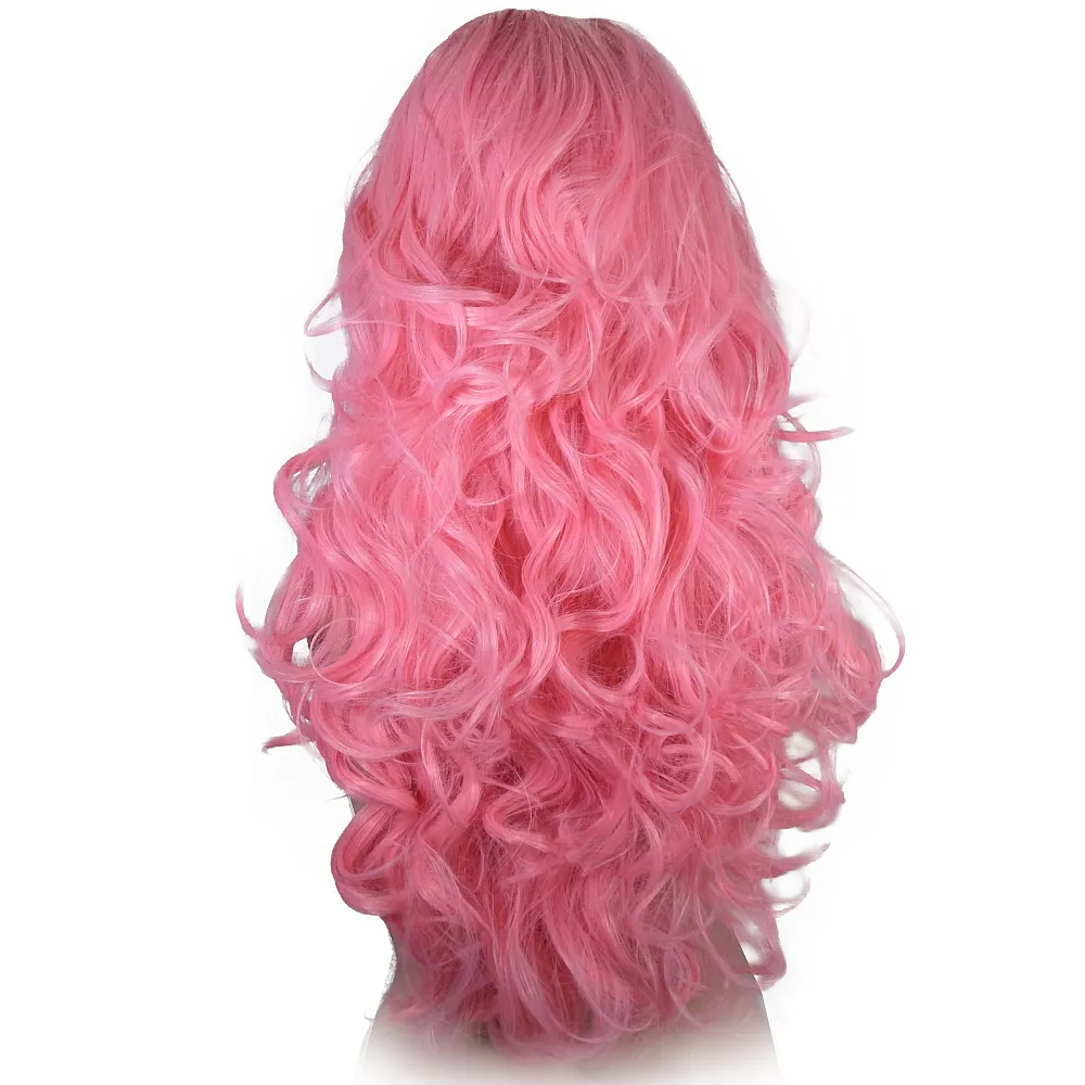 פאה גלית עם פוני בצבע ורוד