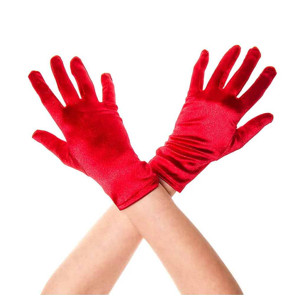 כפפות אדומות קצרות מסאטן