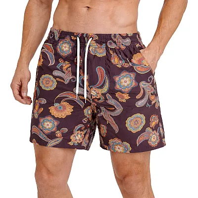 בגד ים קצר בהדפס פרחוני צבעוני