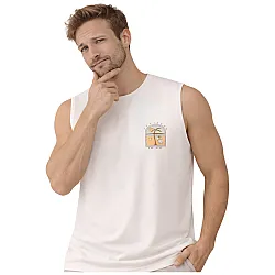 גופיית גבר לבנה Sunshine Beach עם הדפס קטן