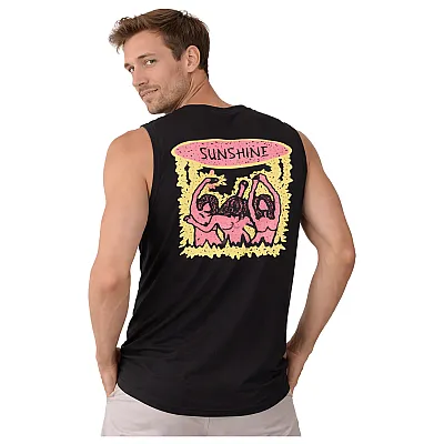 גופיית גבר שחורה Sunshine עם הדפס צבעוני בגב