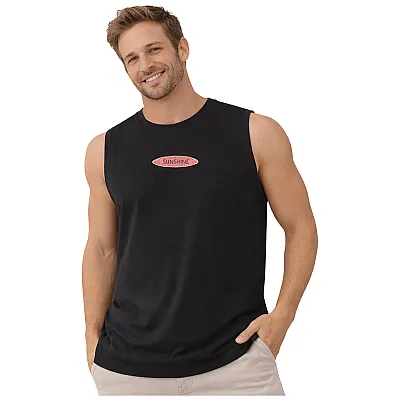 גופיית גבר שחורה Sunshine עם הדפס צבעוני בגב