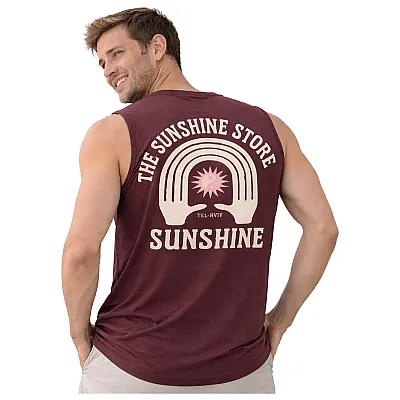 גופיית גבר בורדו Sunshine Store עם הדפס אחורי