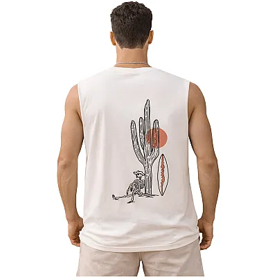 גופיית גבר לבנה עם הדפס קקטוס וגלשן