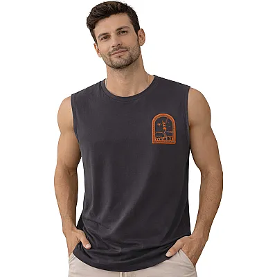 גופיית גבר אפורה Sunshine עם הדפס כתום