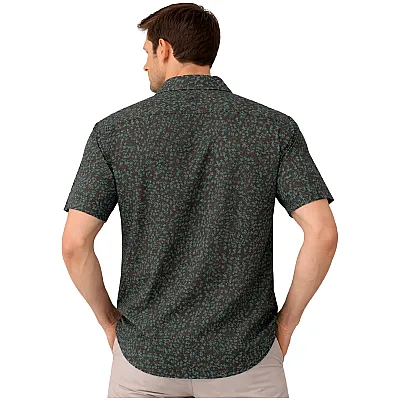 חולצה מכופתרת קיץ כהה עם הדפס עדין