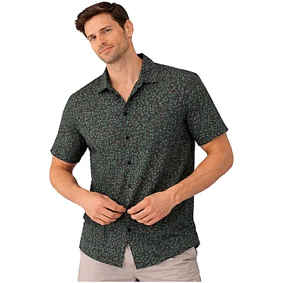 חולצה מכופתרת קיץ כהה עם הדפס עדין