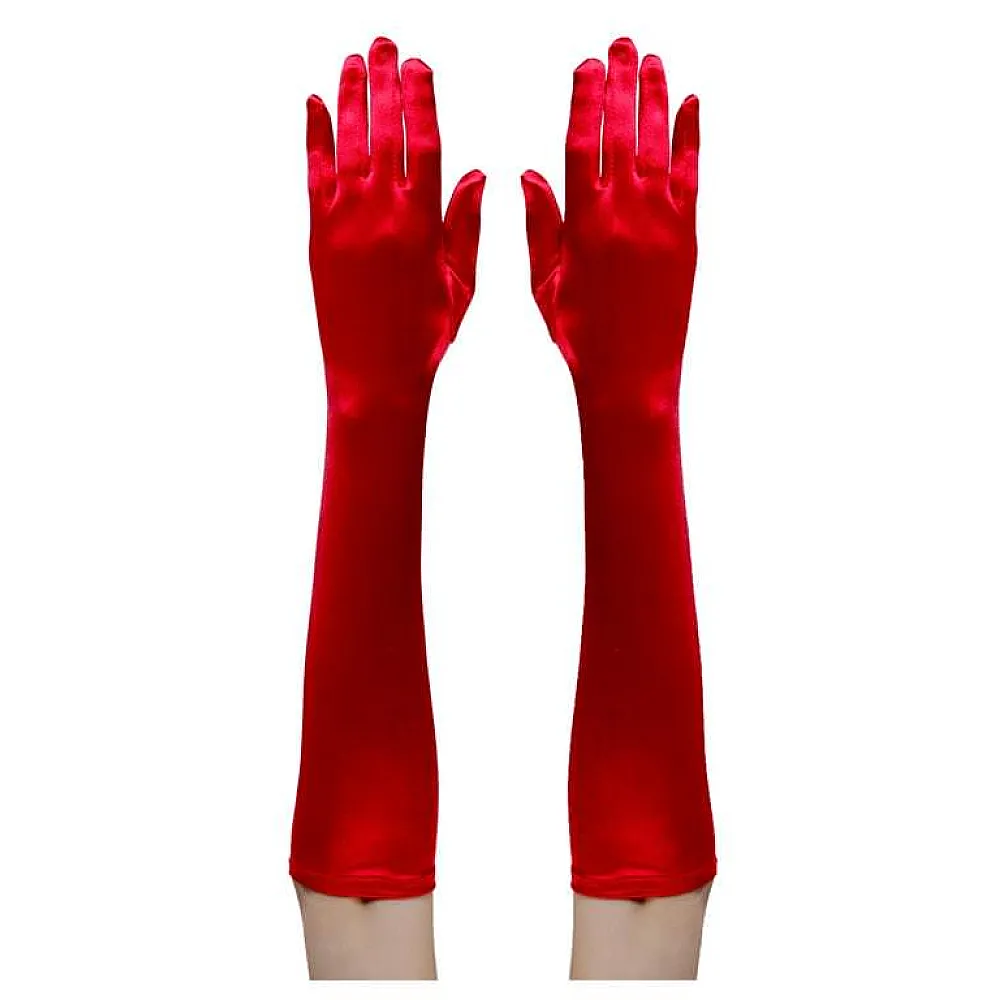 כפפות סאטן אדומות