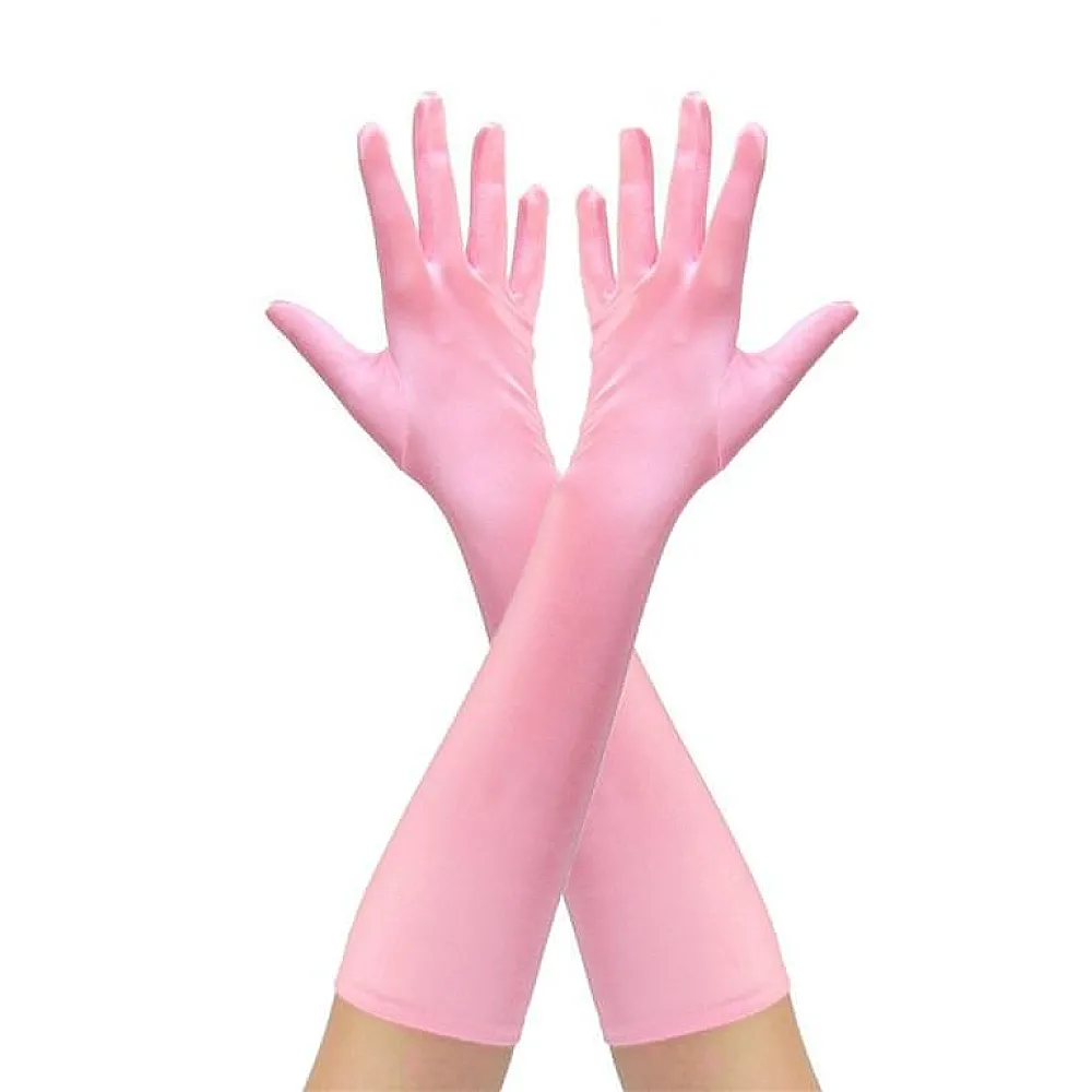 כפפות סאטן בצבע ורוד בייבי