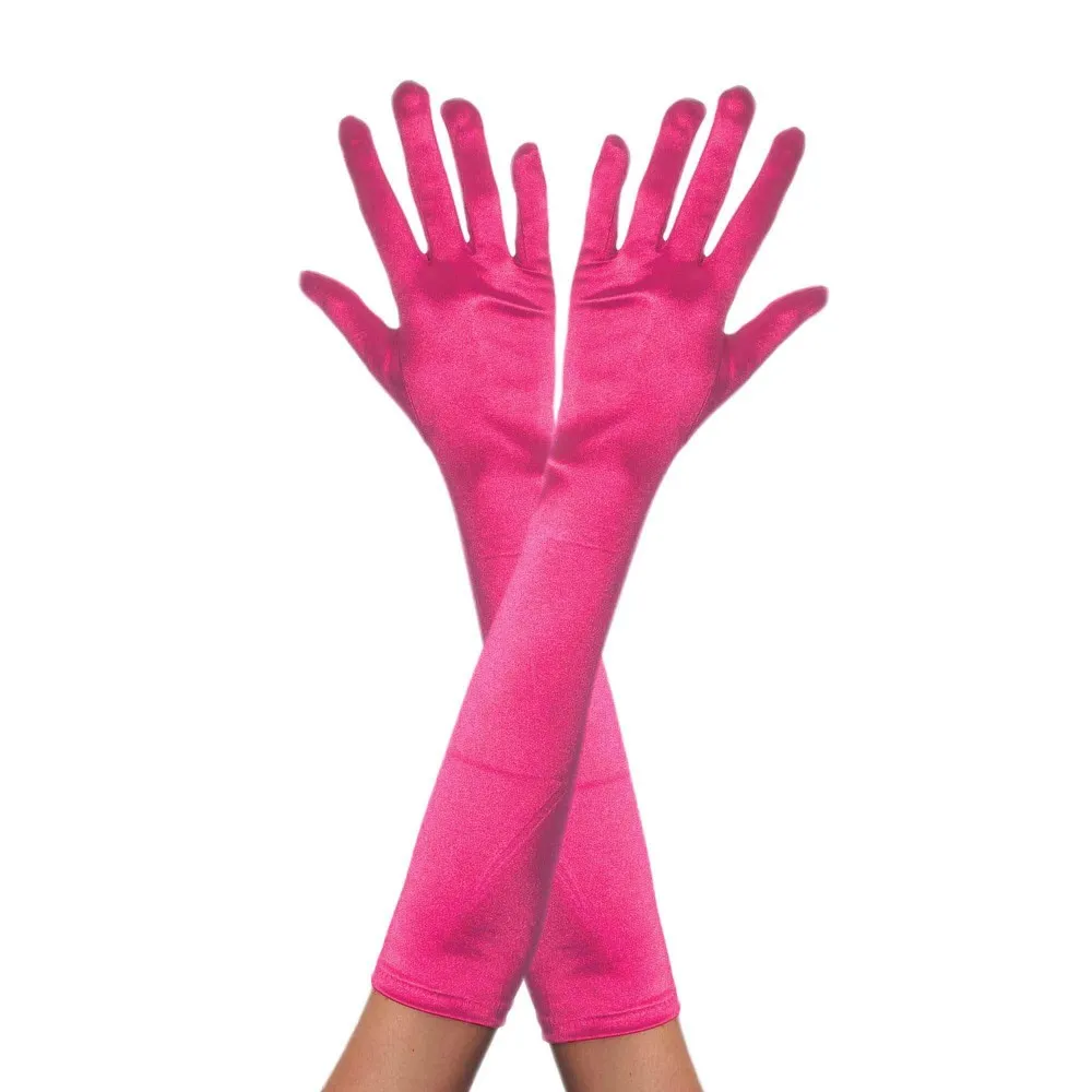 כפפות סאטן בצבע ורוד פוקסיה