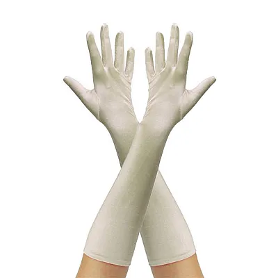 כפפות סאטן בצבע לבן פנינה