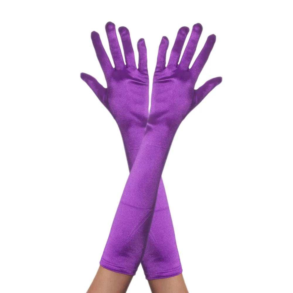 כפפות סאטן בצבע סגול בהיר