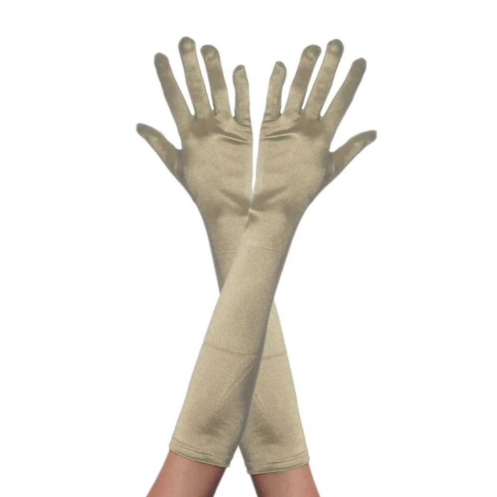 כפפות סאטן חלקות בצבע ירוק זית