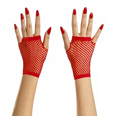 כפפות רשת קצרות בצבע אדום