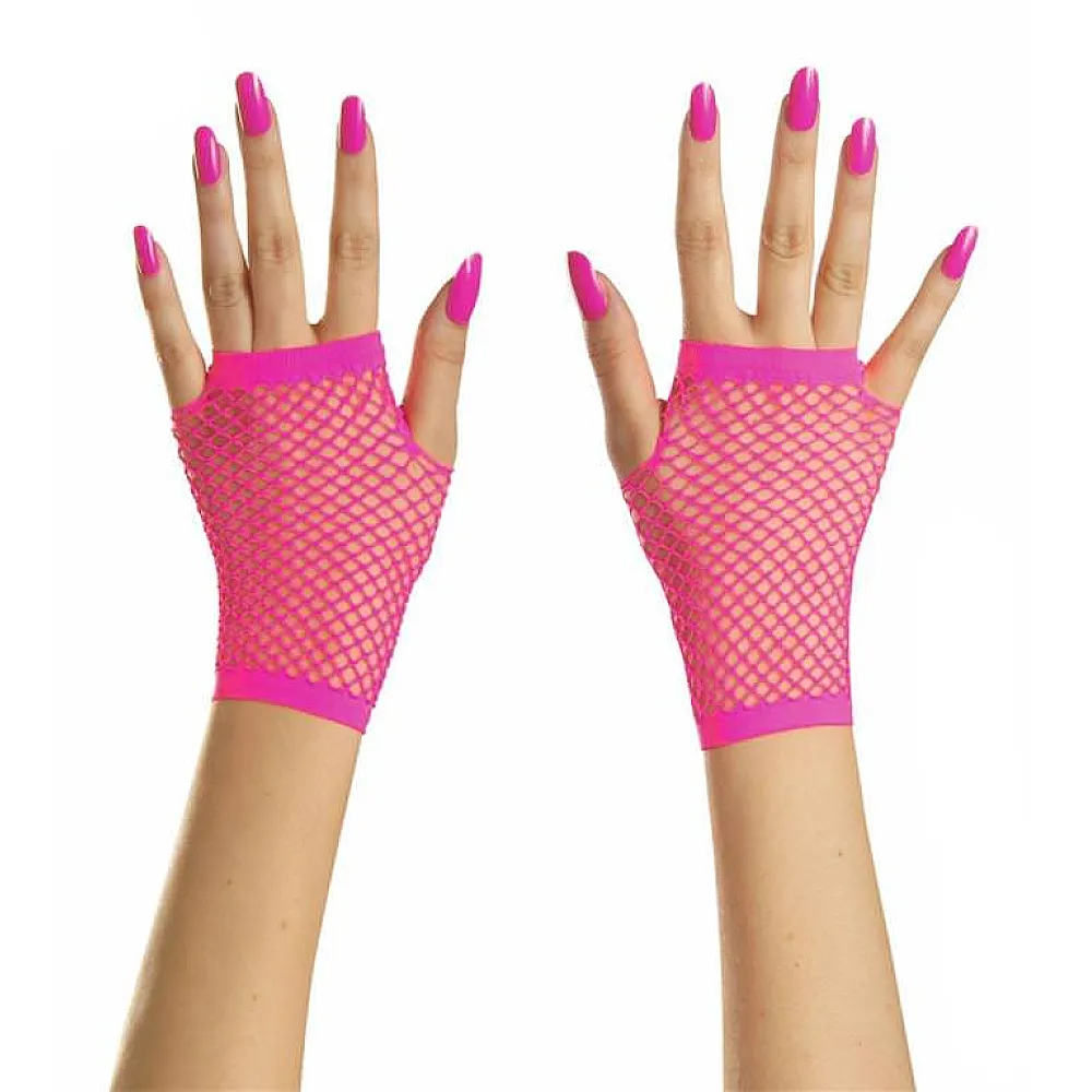 כפפות רשת קצרות בצבע ורוד פוקסיה