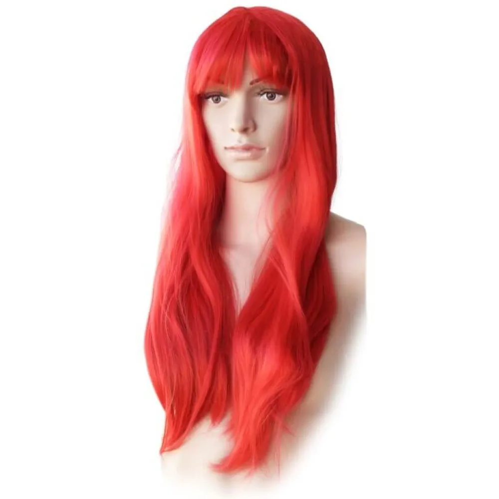 פאה ארוכה עם פוני בצבע אדום