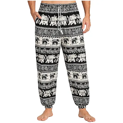 שרוואל שחור לבן עם הדפס פילים