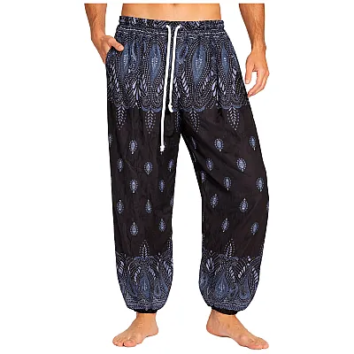 שרוואל שחור עם הדפס פייזלי כחול