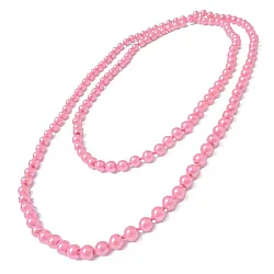 שרשרת פנינים ארוכה בצבע ורוד בייבי